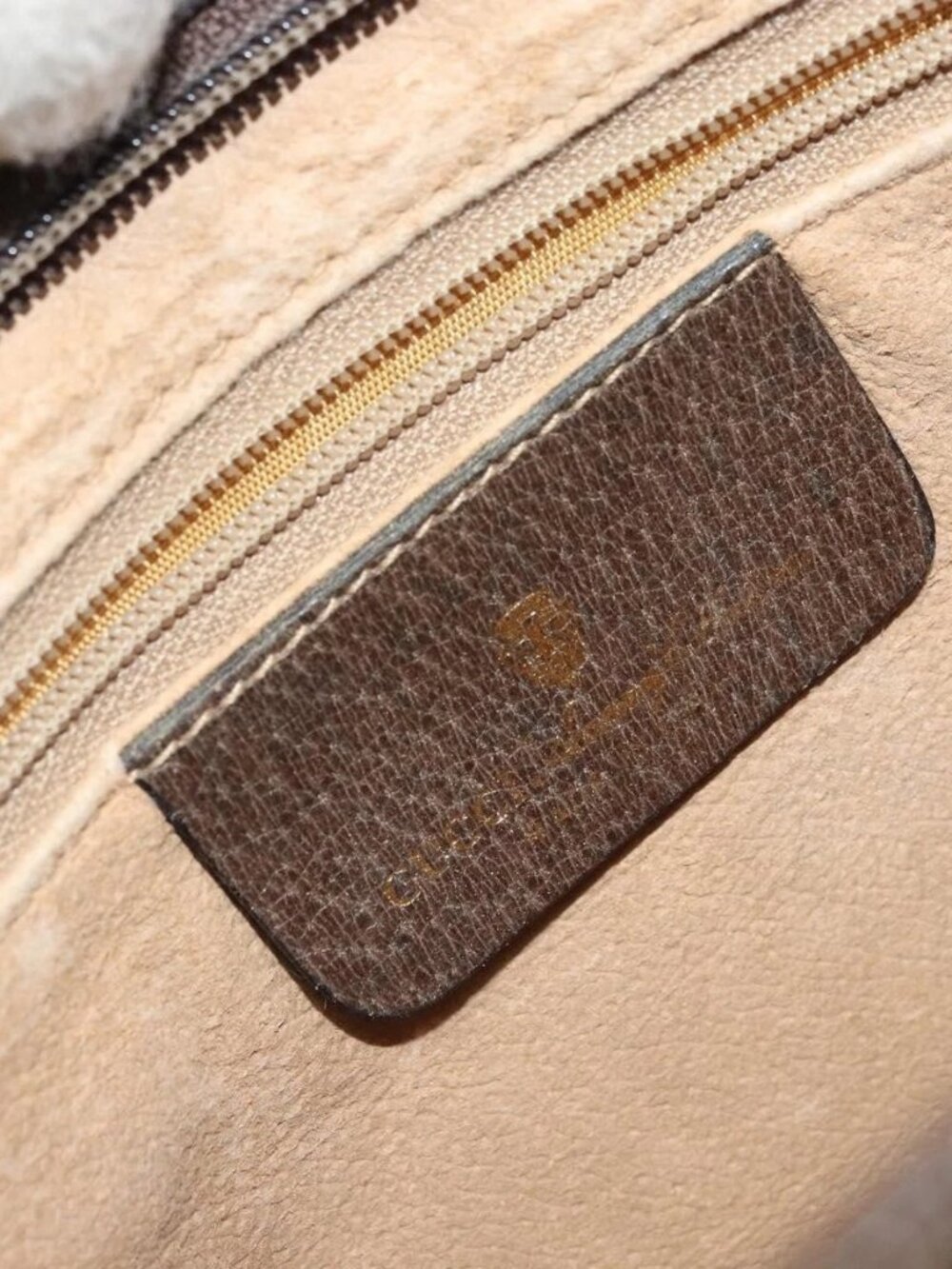 GUCCI GG Supreme Web Sherry Line Bag PVC Beige Gold 96 02 035 Auth 170489 - Picture 12 of 16